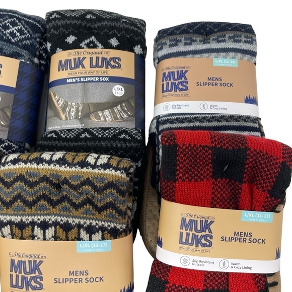 Muk Luks Men's Slipper Socks shoe Size 11-13 Large-XL one slip resistant NWT - Picture 4 of 10